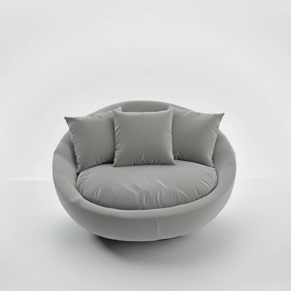 Ruby Yuvarlak 360° Döner Berjer - Açık Gri